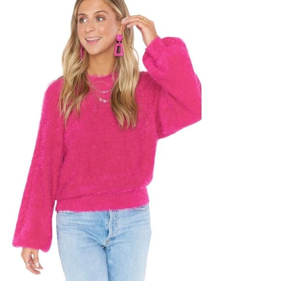 Show Me Your Mumu Vienna Sweater Pink Cozy Soft Balloon Sleeve Size M - Picture 4 of 11